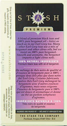 Stash Tea Double Bergamot Earl Grey Tea, 18 Count Tea Bags in Foil (Pack of 6)